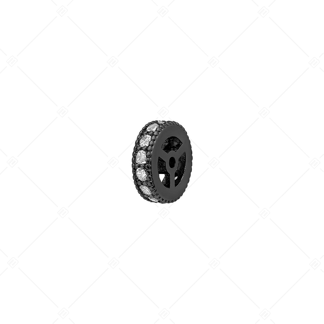 Round Spacer Charm With Cubic Zirconia Gemstones (852002CS11)