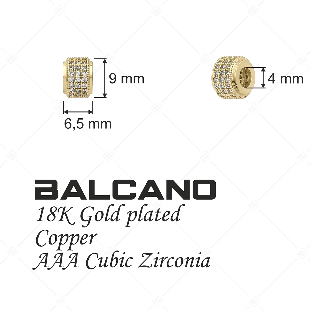Thick Round Spacer Charm With Zirconia Gemstones (852003CS88)