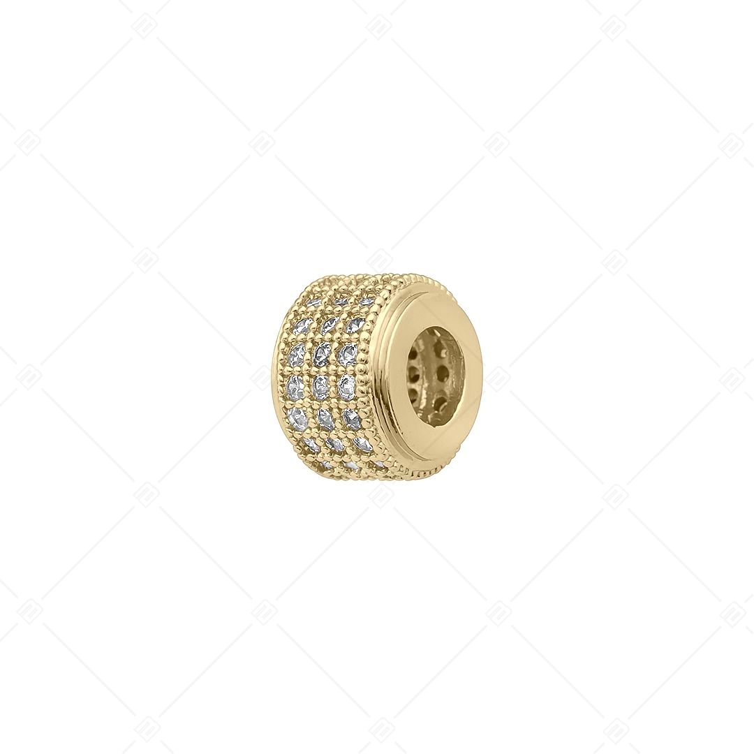 Thick Round Spacer Charm With Zirconia Gemstones (852003CS88)
