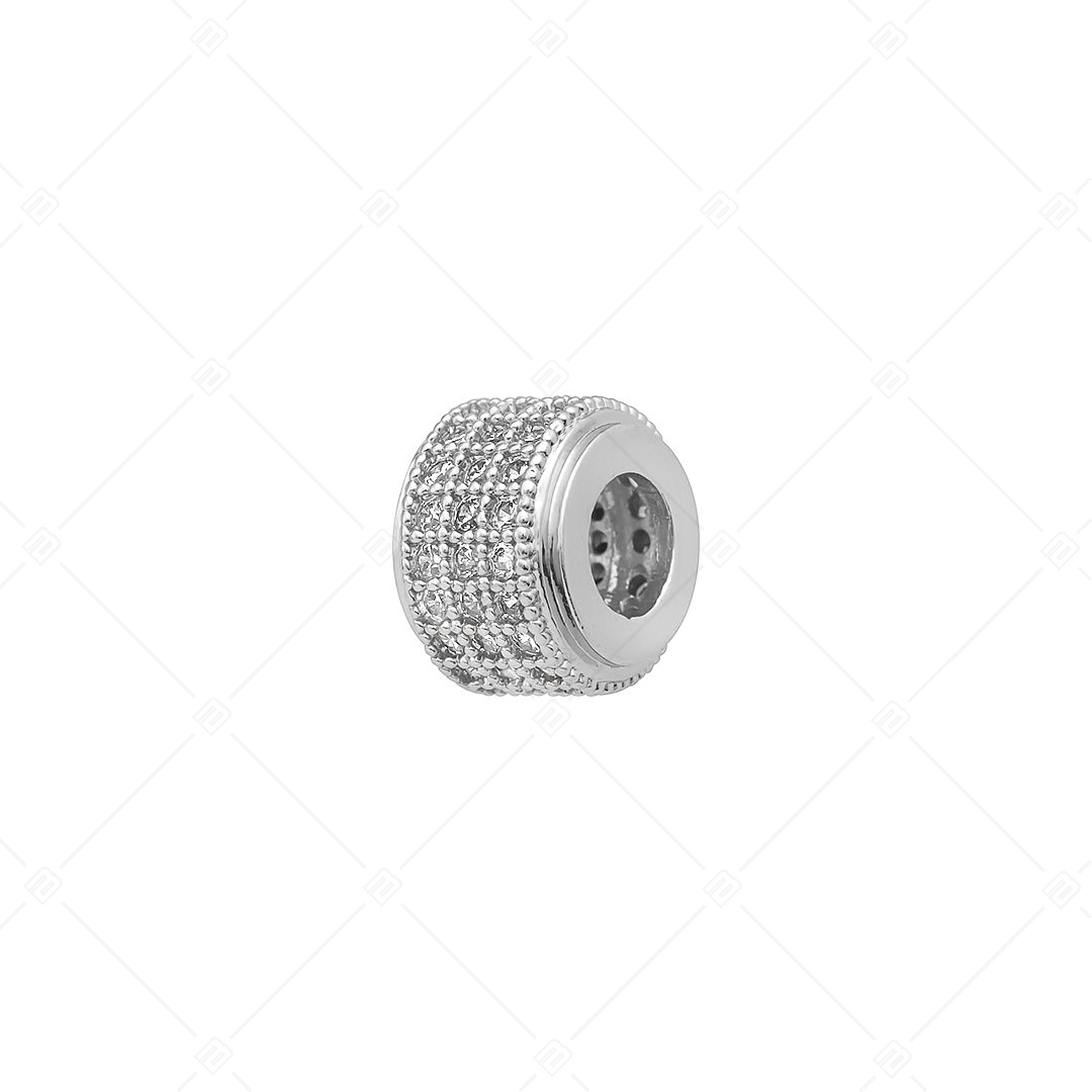 Thick Round Spacer Charm With Zirconia Gemstones (852003CS97)