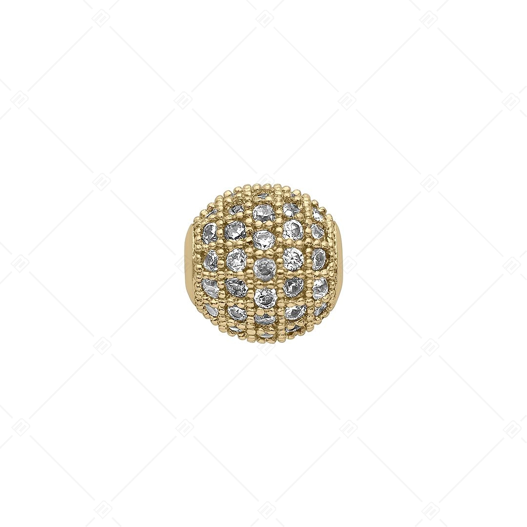 Ball- Shaped Spacer Charm With Cubic Zirconia Gemstones (852004CS88)