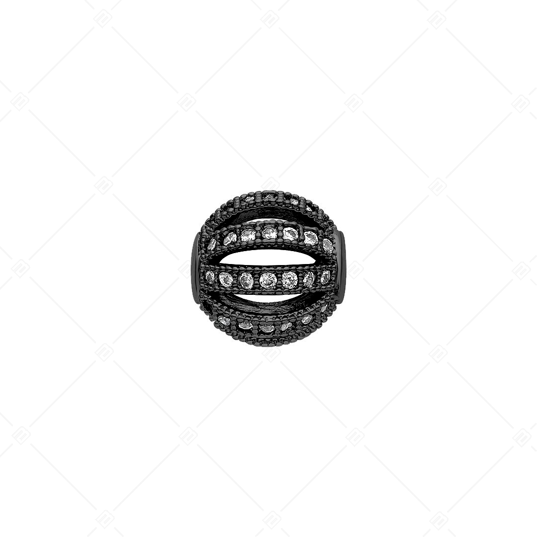 Ball- Shaped Spacer Charm With Openwork Pattern and Cubic Zirconia Gemstones (852006CS11)