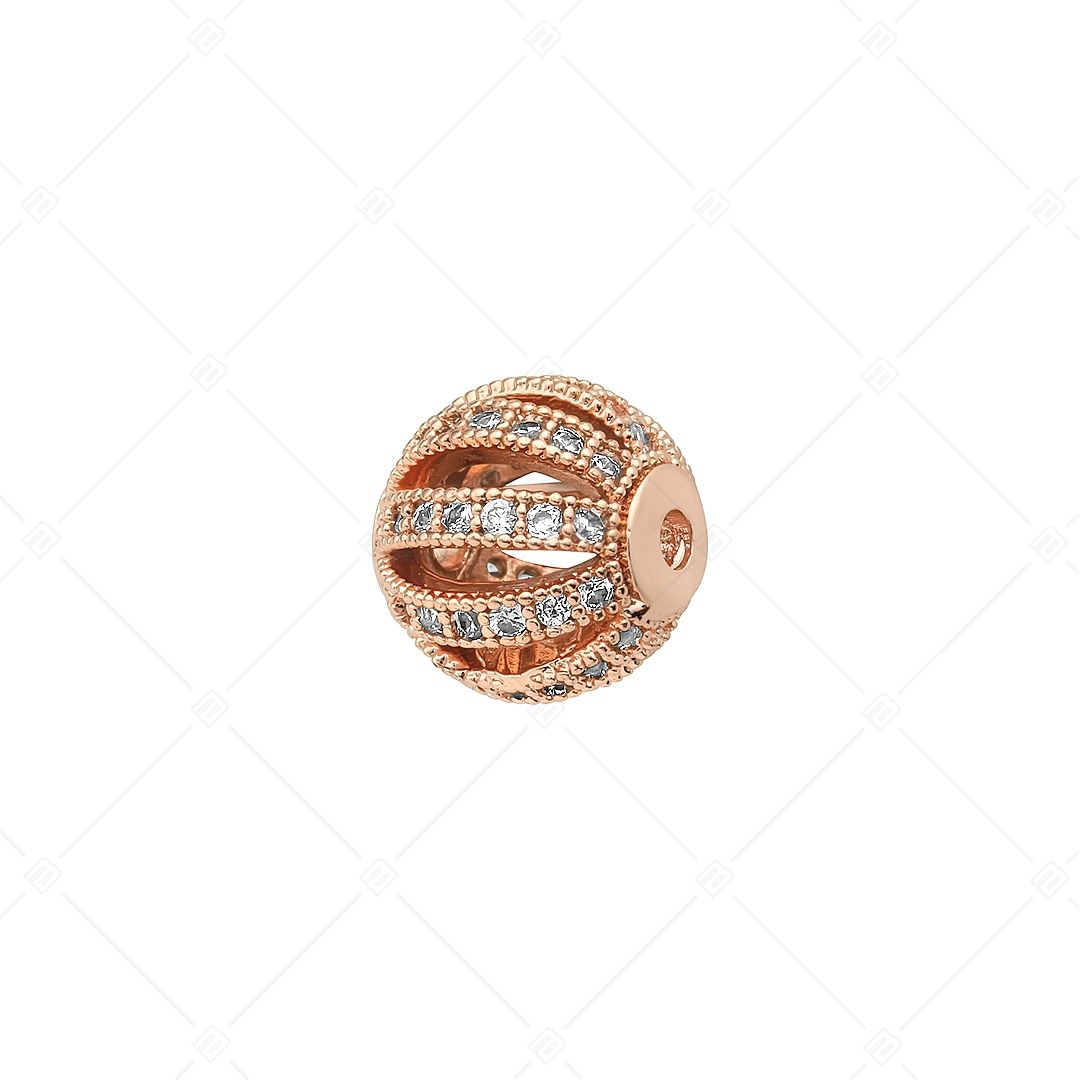 Ball- Shaped Spacer Charm With Openwork Pattern and Cubic Zirconia Gemstones (852006CS96)