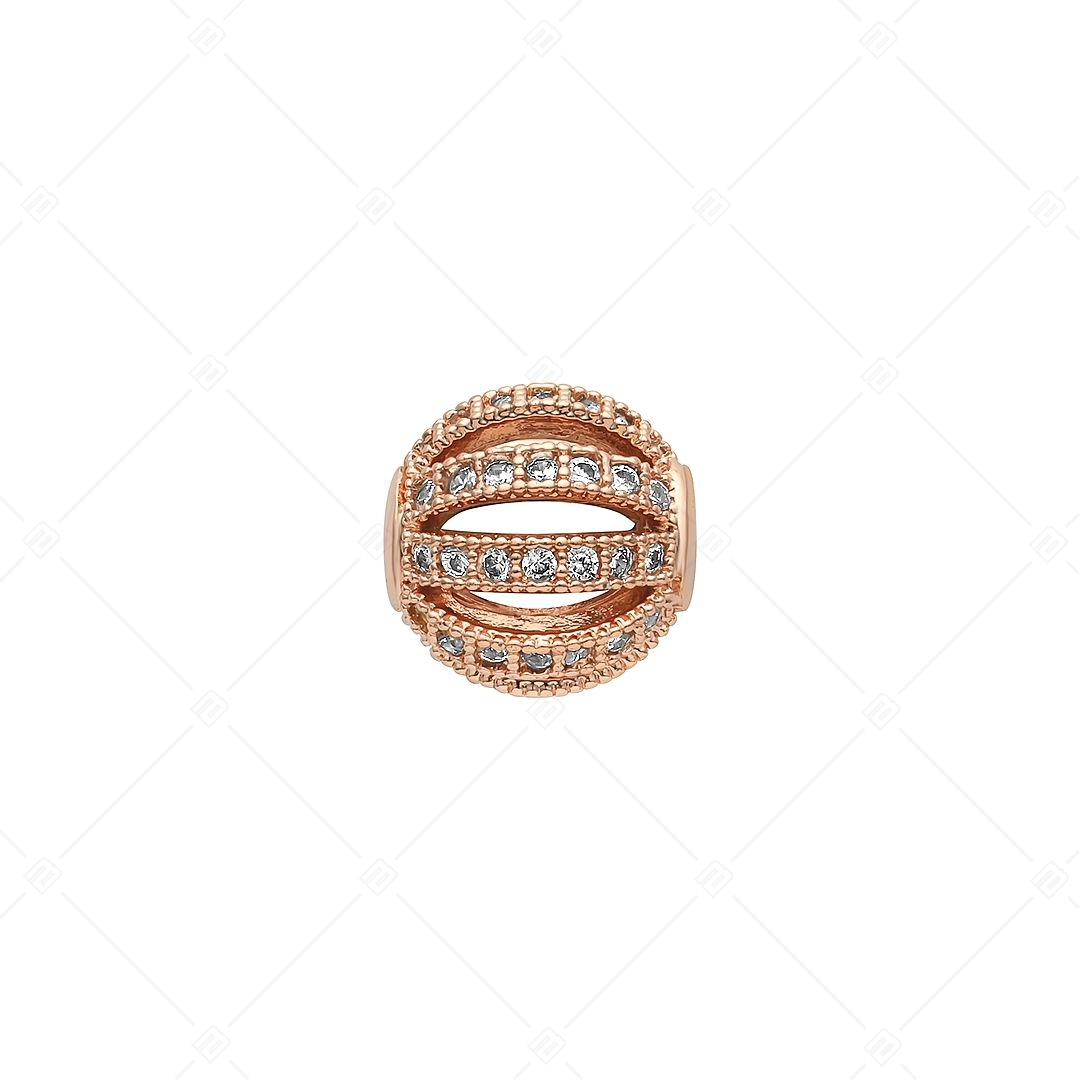 Ball- Shaped Spacer Charm With Openwork Pattern and Cubic Zirconia Gemstones (852006CS96)