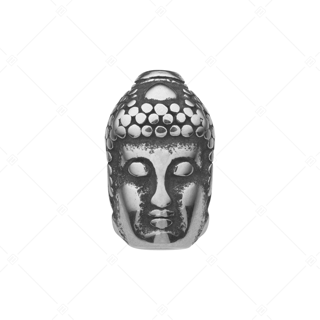 Charm Spacer en forme de tête de Bouddha double face avec finition antiquaire (852021PS97)