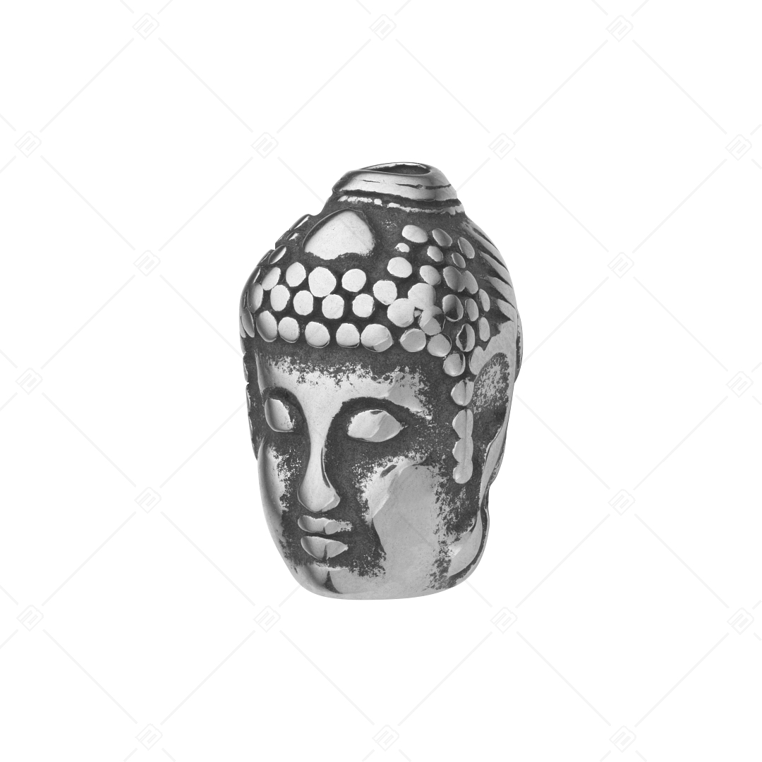 Charm Spacer en forme de tête de Bouddha double face avec finition antiquaire (852021PS97)