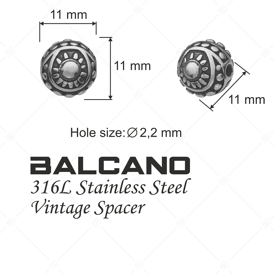 Charm Spacer rond ensoleillé avec surface antique (852022PS97)