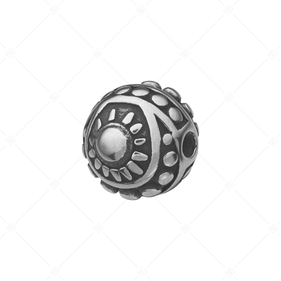 Round Spacer Charm With Sun Motif and Vintage Style (852022PS97)