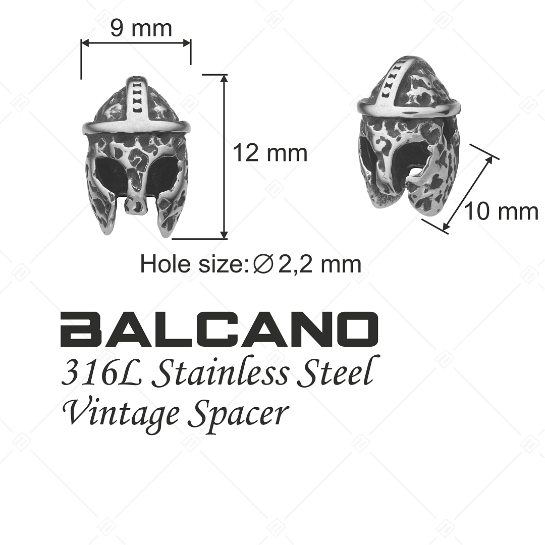 Charm Spacer en forme de casque de gladiateur avec surface antique (852024PS97)