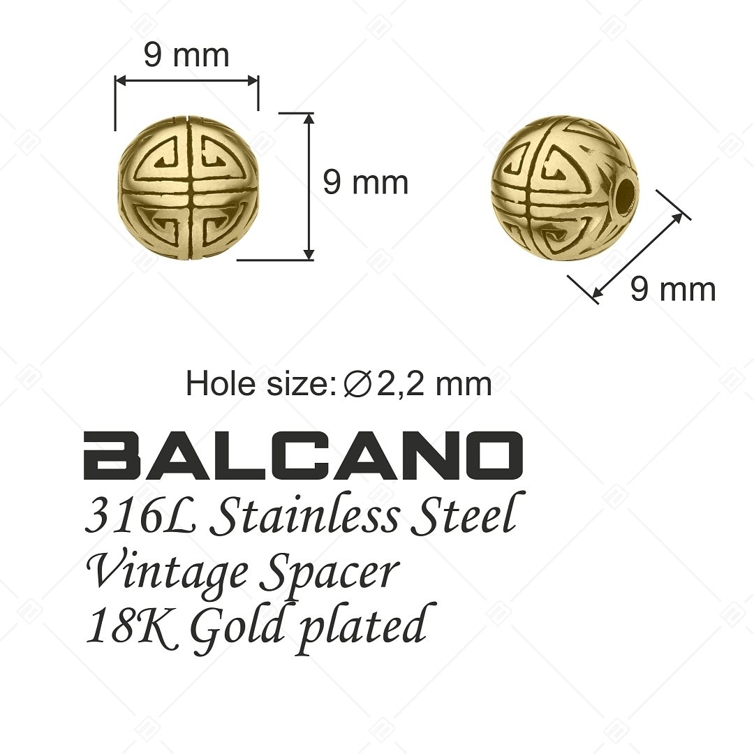 Kugel gravierter Spacer Charme 18K vergoldet (852027PS88)