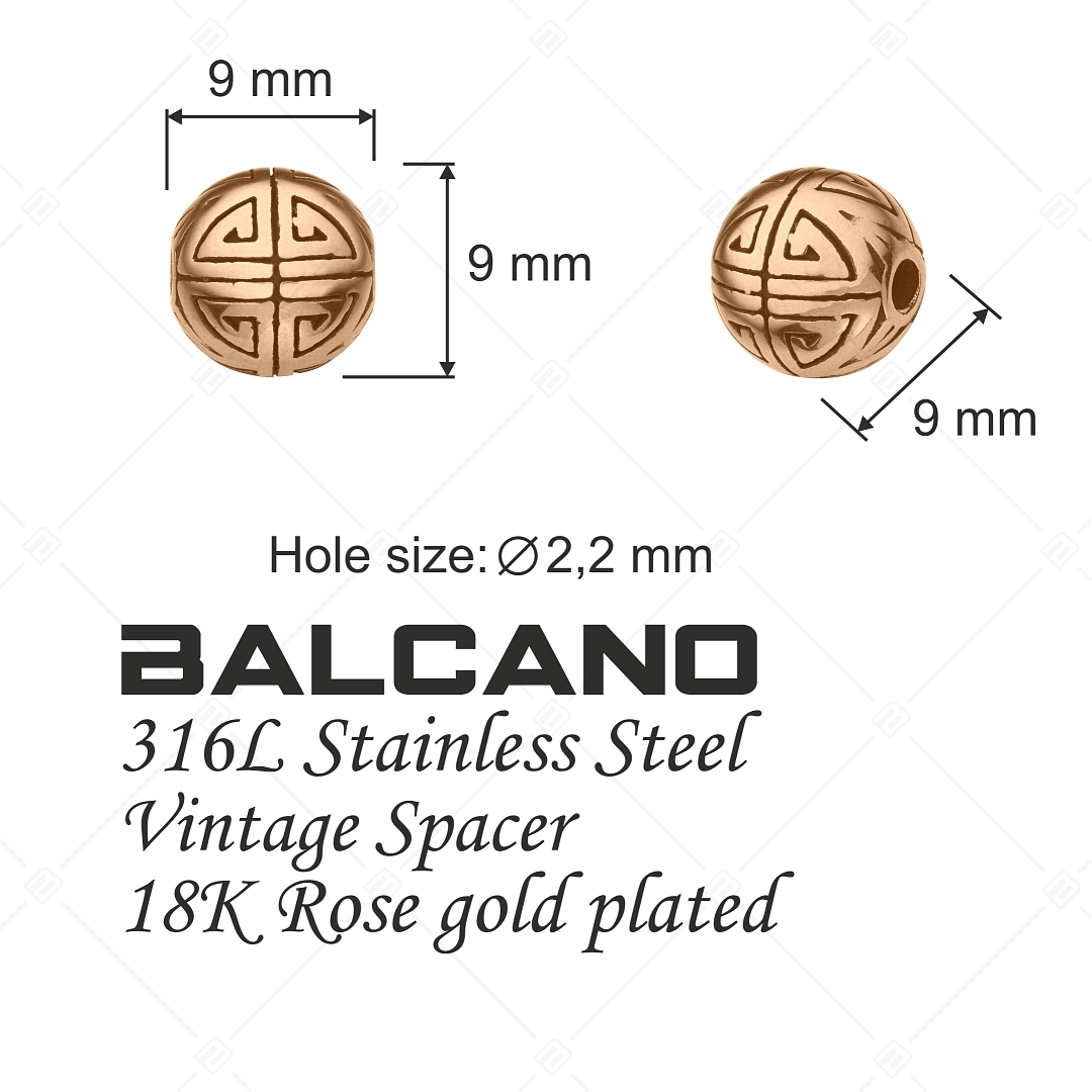 Ball Engraved Spacer Charm 18K Rose Gold Plated (852027PS96)