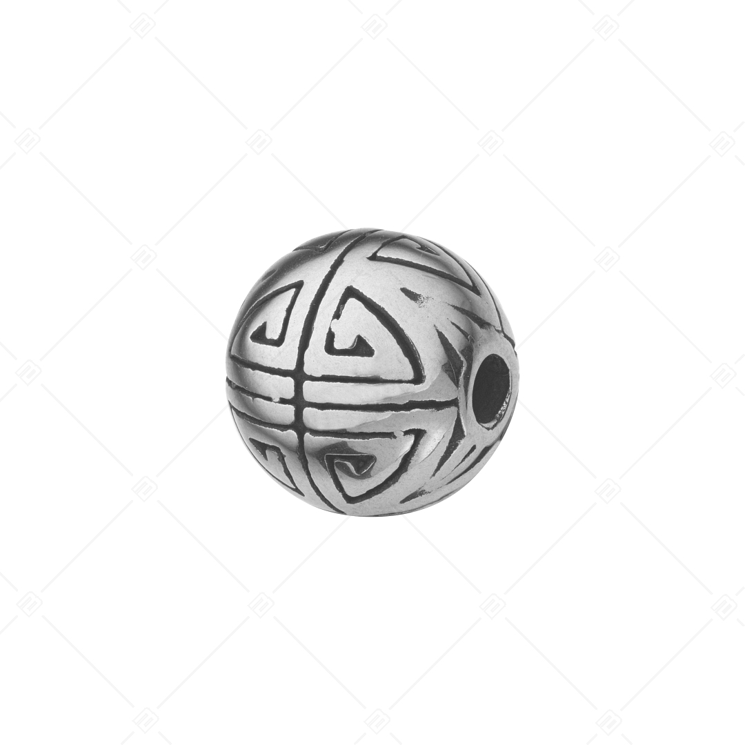 Charm Spacer boule gravée avec surface antique (852027PS97)
