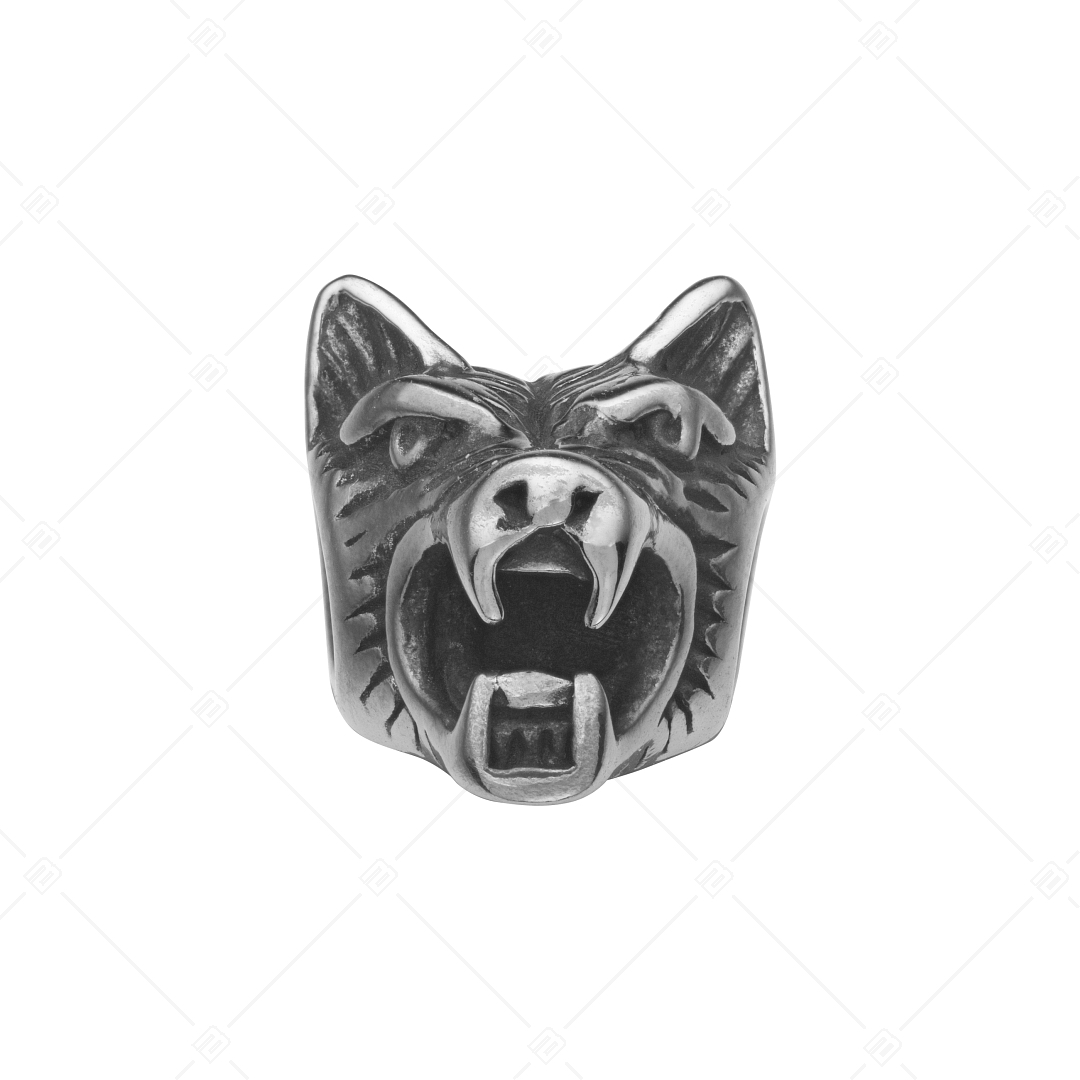 Charm Spacer tête de loup avec surface antique (852029PS97)
