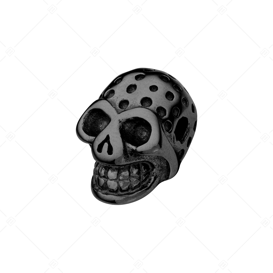 Charm Spacer en forme de crâne, avec plaqué en PVD noir (852033PS11)