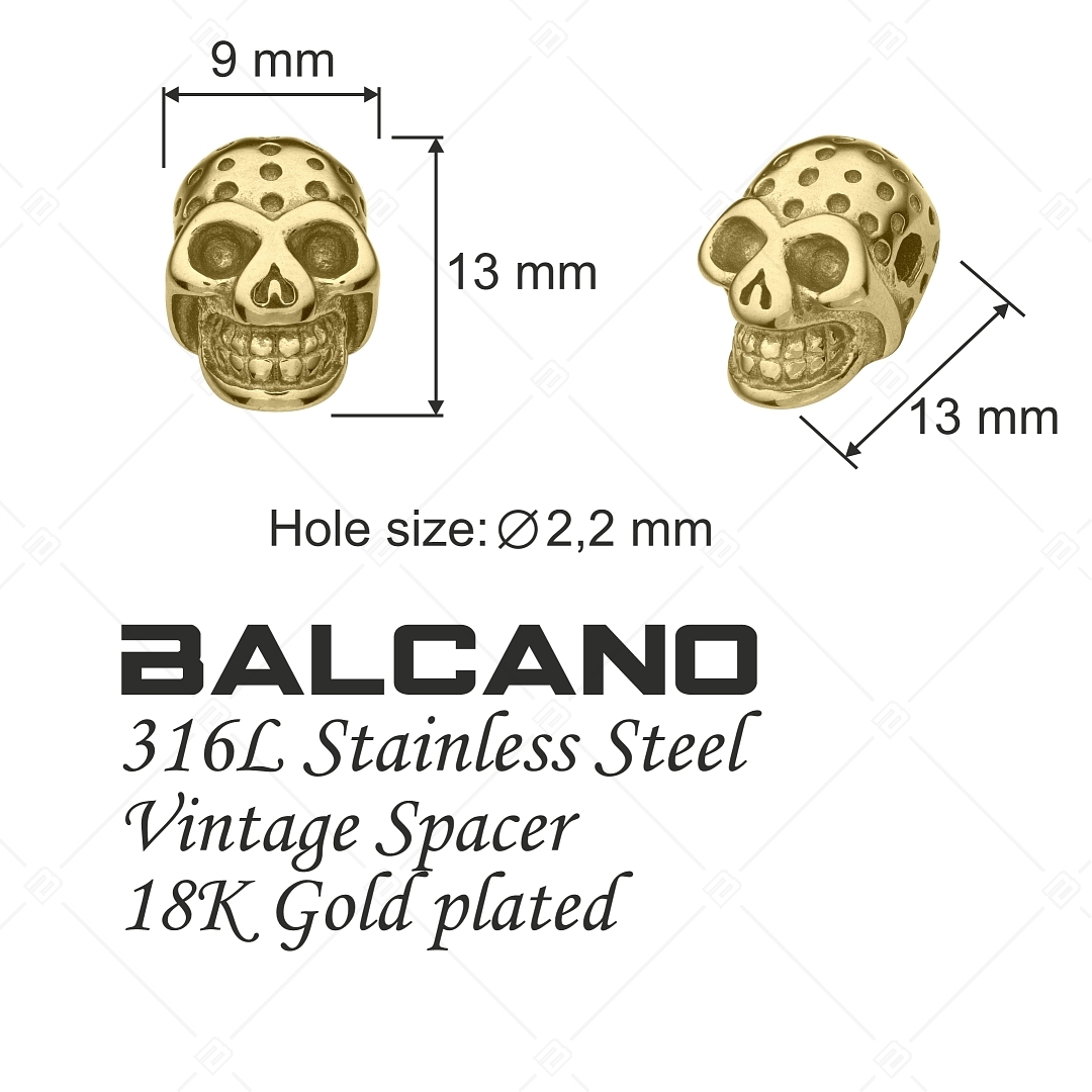 Charm Spacer en forme de crâne plaqué or 18K (852033PS88)