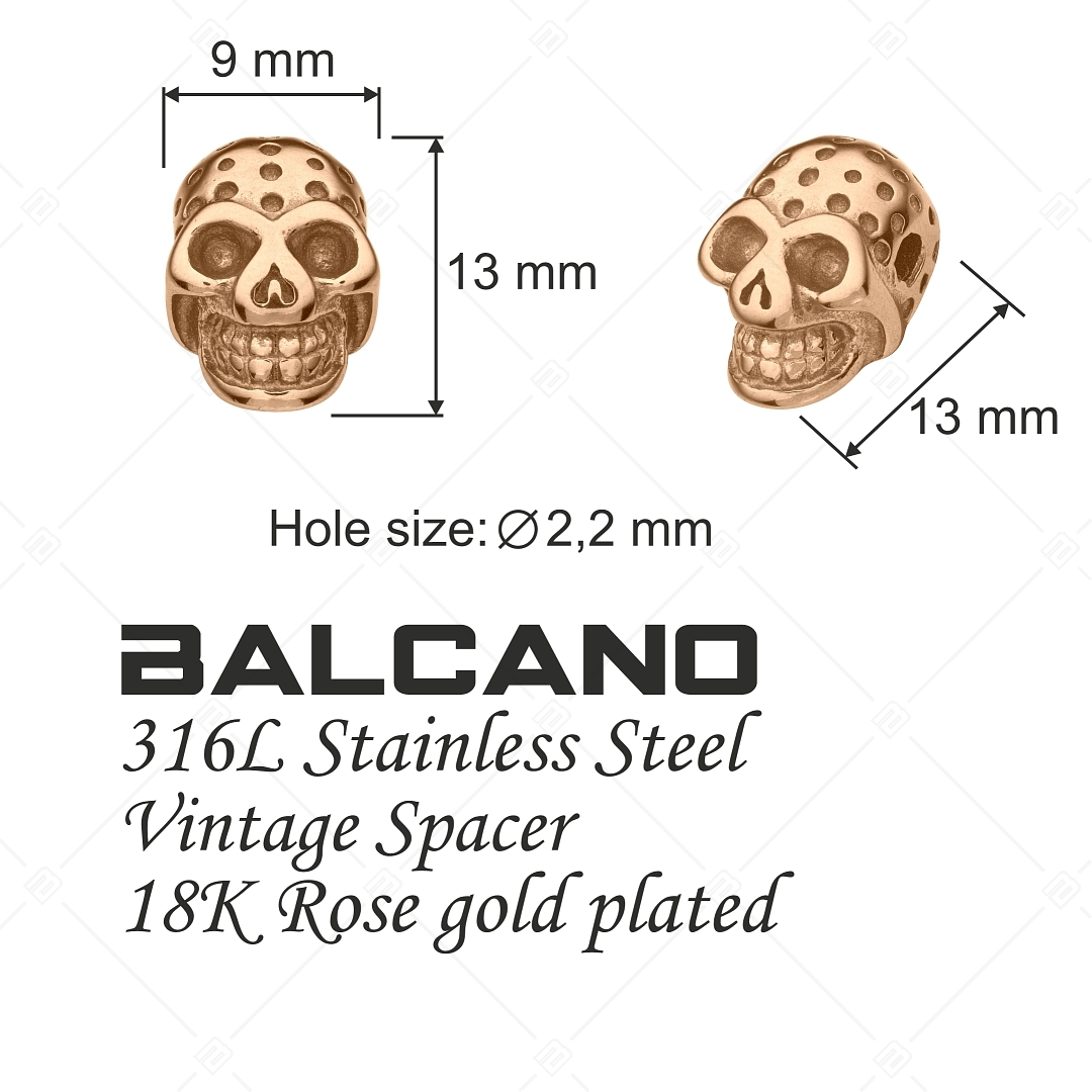 Charm Spacer en forme de crâne plaqué or rose 18K (852033PS96)