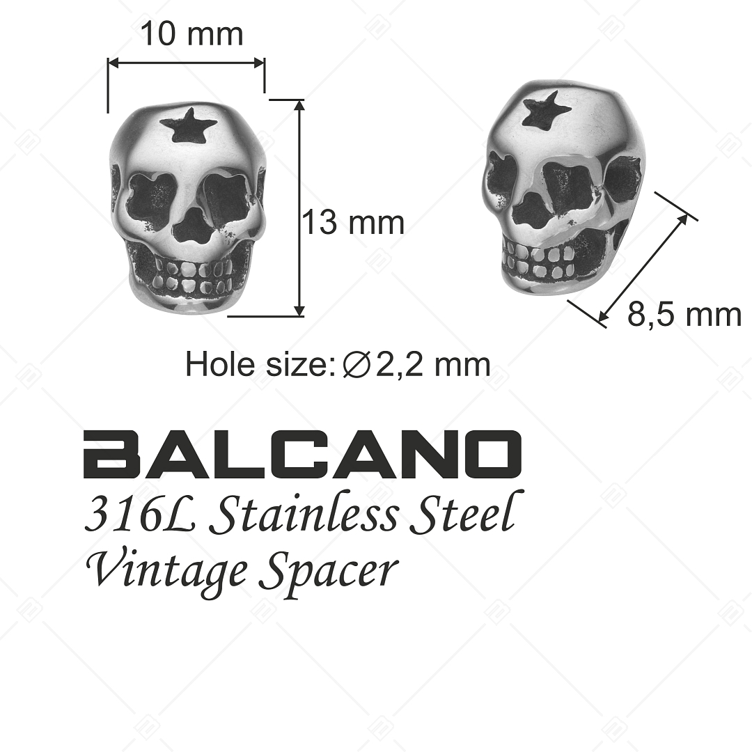 Charm Spacer en forme de crâne avec surface antique (852034PS97)