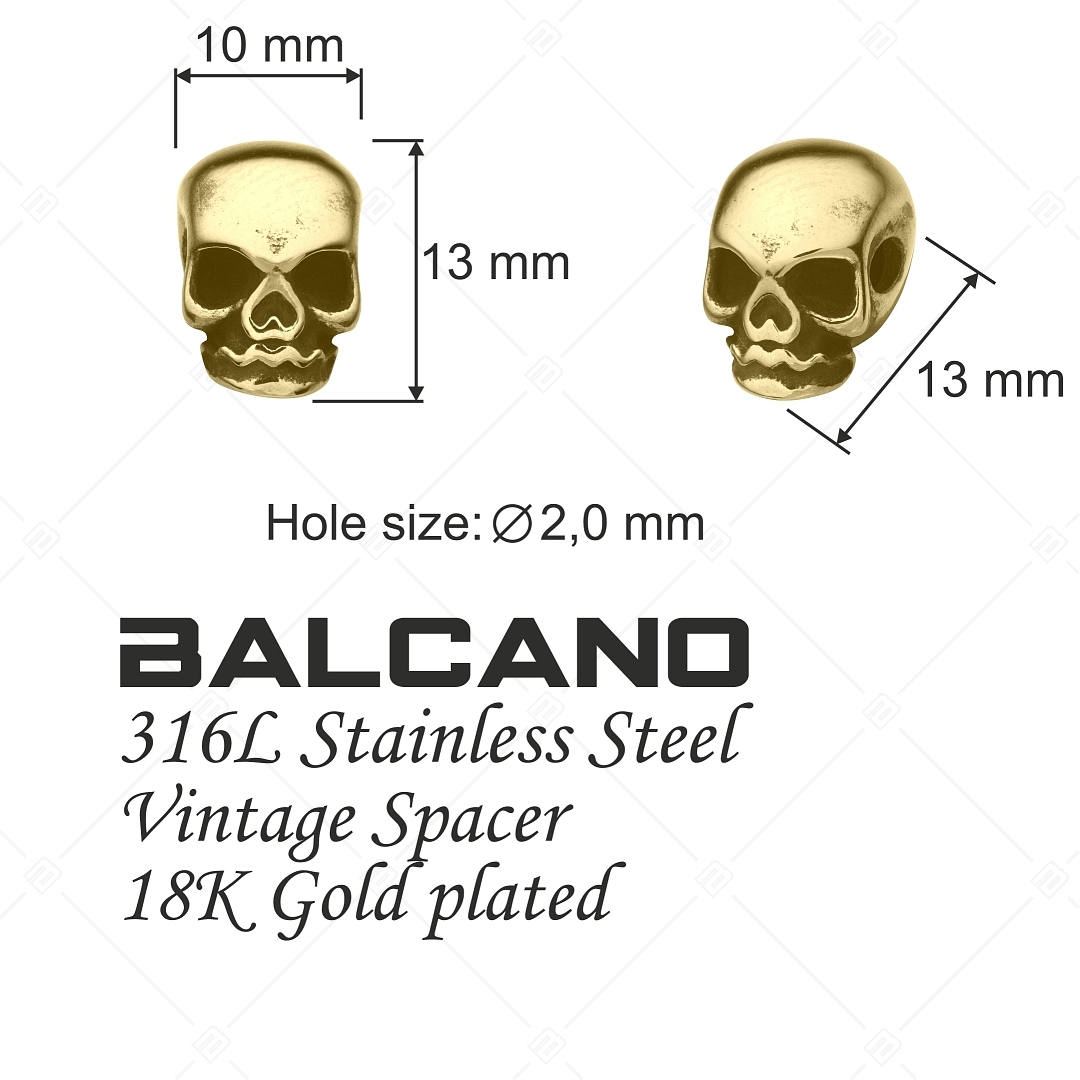 Charm Spacer en forme de crâne plaqué or 18K (852036PS88)
