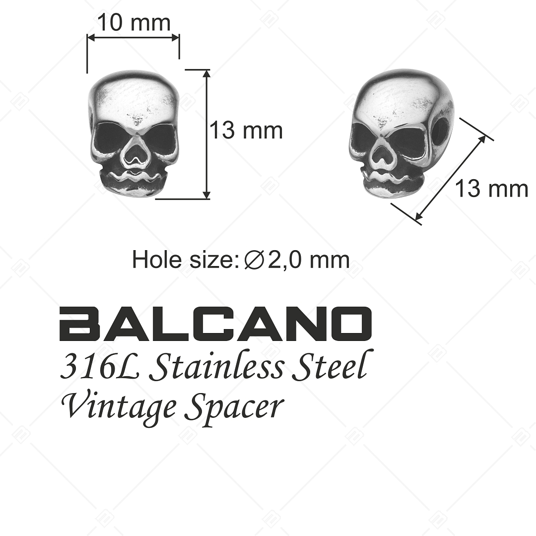 Charm Spacer en forme de crâne avec surface antique (852036PS97)