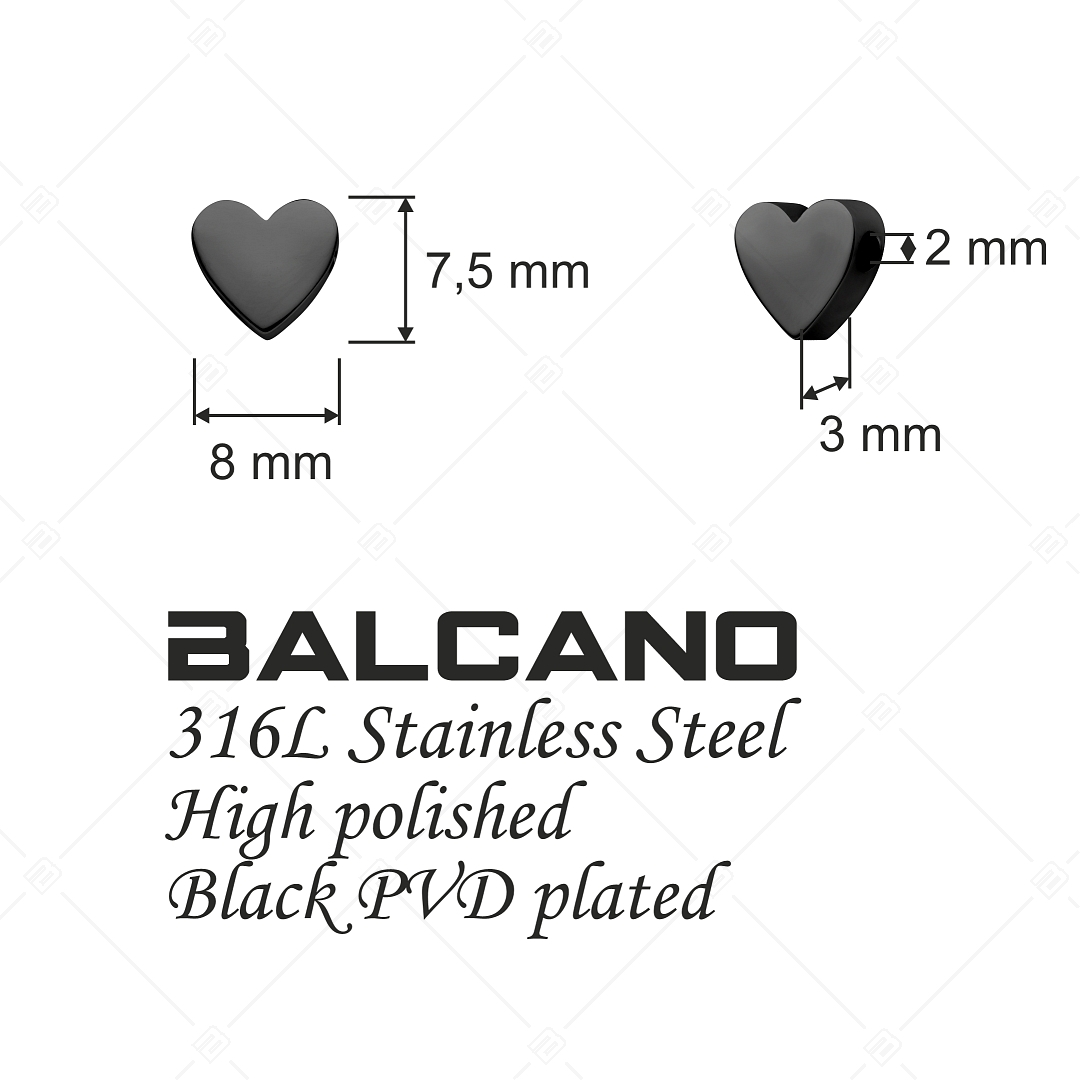 Heart-Shaped Spacer Charm, Black PVD Plated (852043CS11)