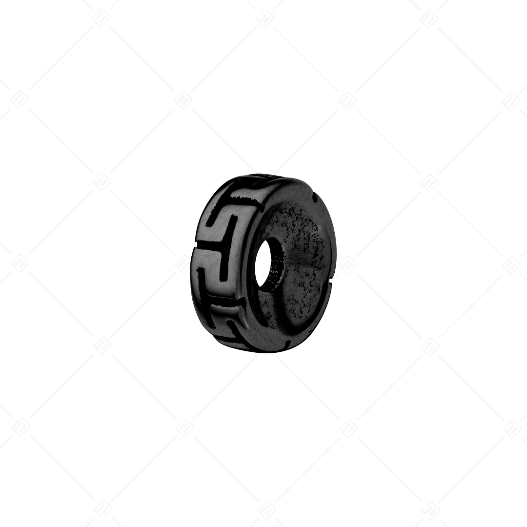 Spacer Charm With Greek Pattern, Black PVD Plated (852056PS11)