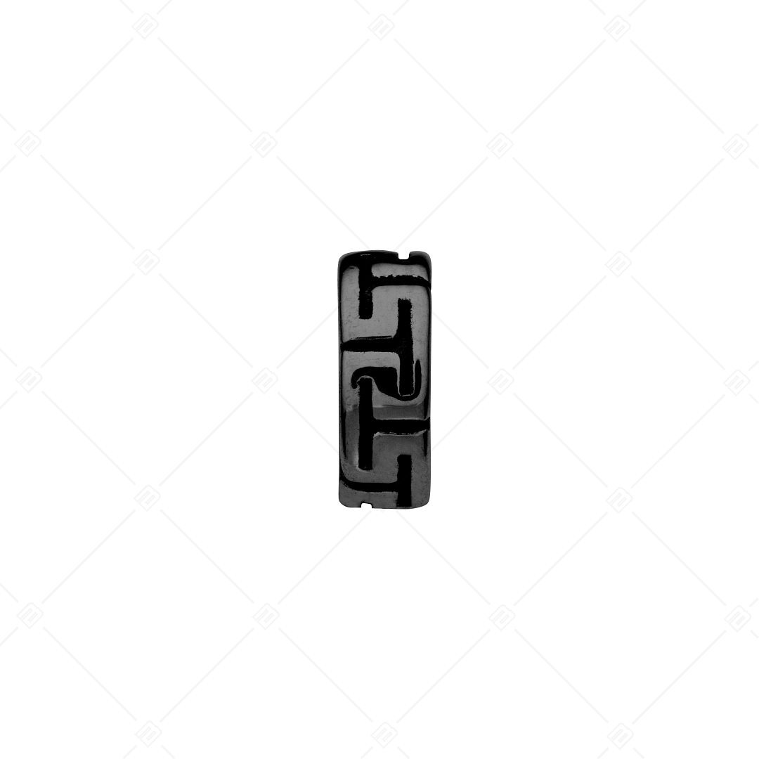 Spacer Charm With Greek Pattern, Black PVD Plated (852056PS11)