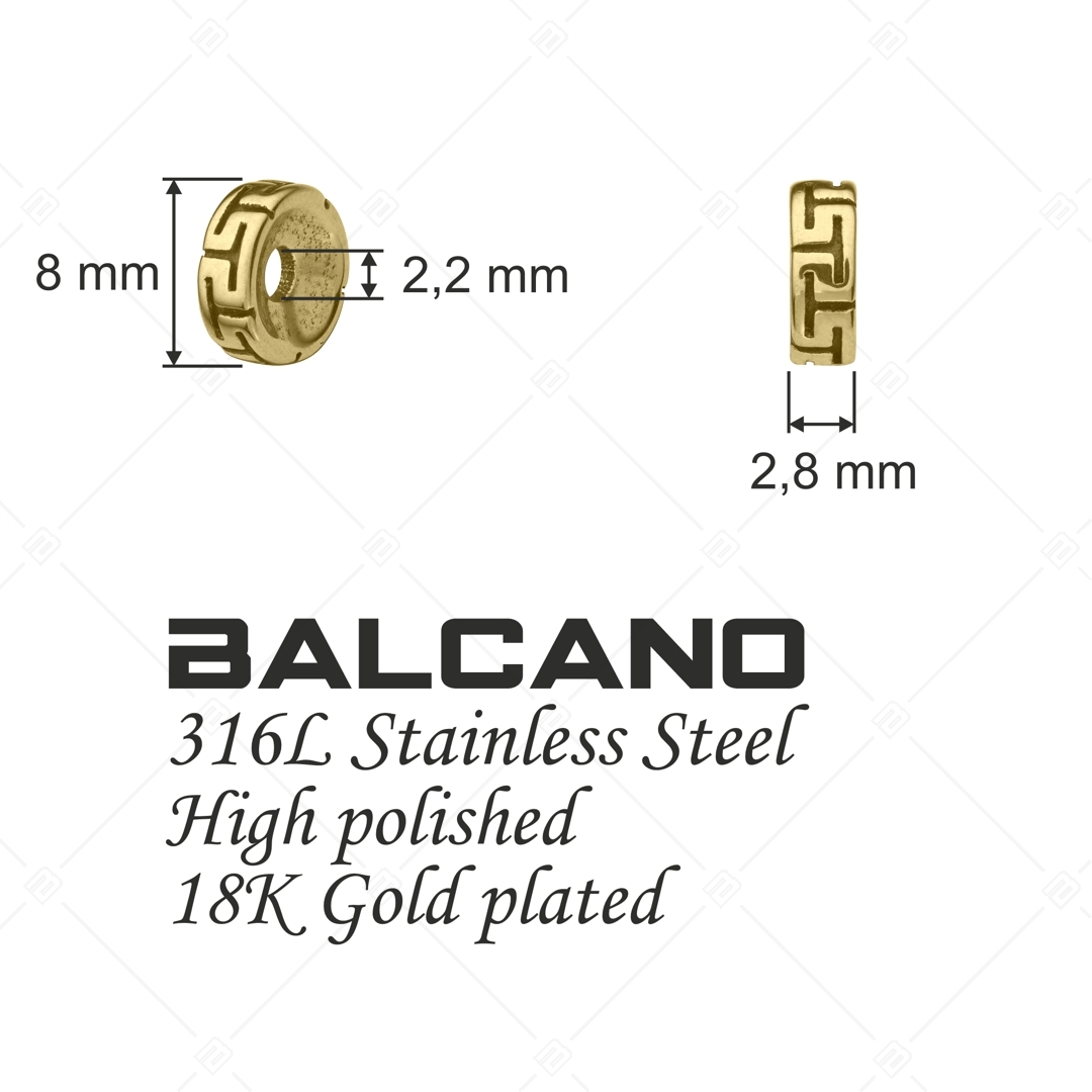 Spacer Charm With Greek Pattern, 18K Gold Plated (852056PS88)