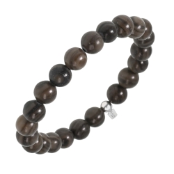 BALCANO - Agate pierre dentelle en bois / Bracelet perle minérale