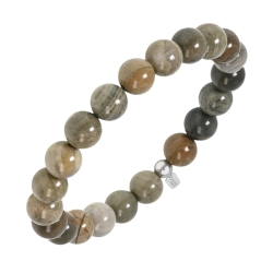 BALCANO - Jaspe à feuilles d'argent ​/ Bracelet de perle minérale