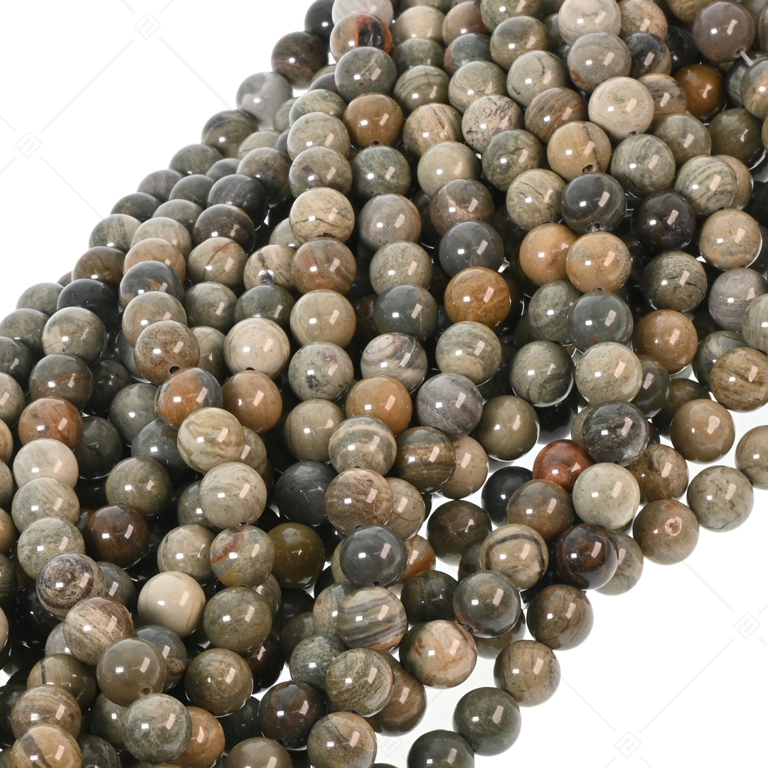 BALCANO - Jaspe à feuilles d'argent ​/ Bracelet de perle minérale (853060ZJ99)