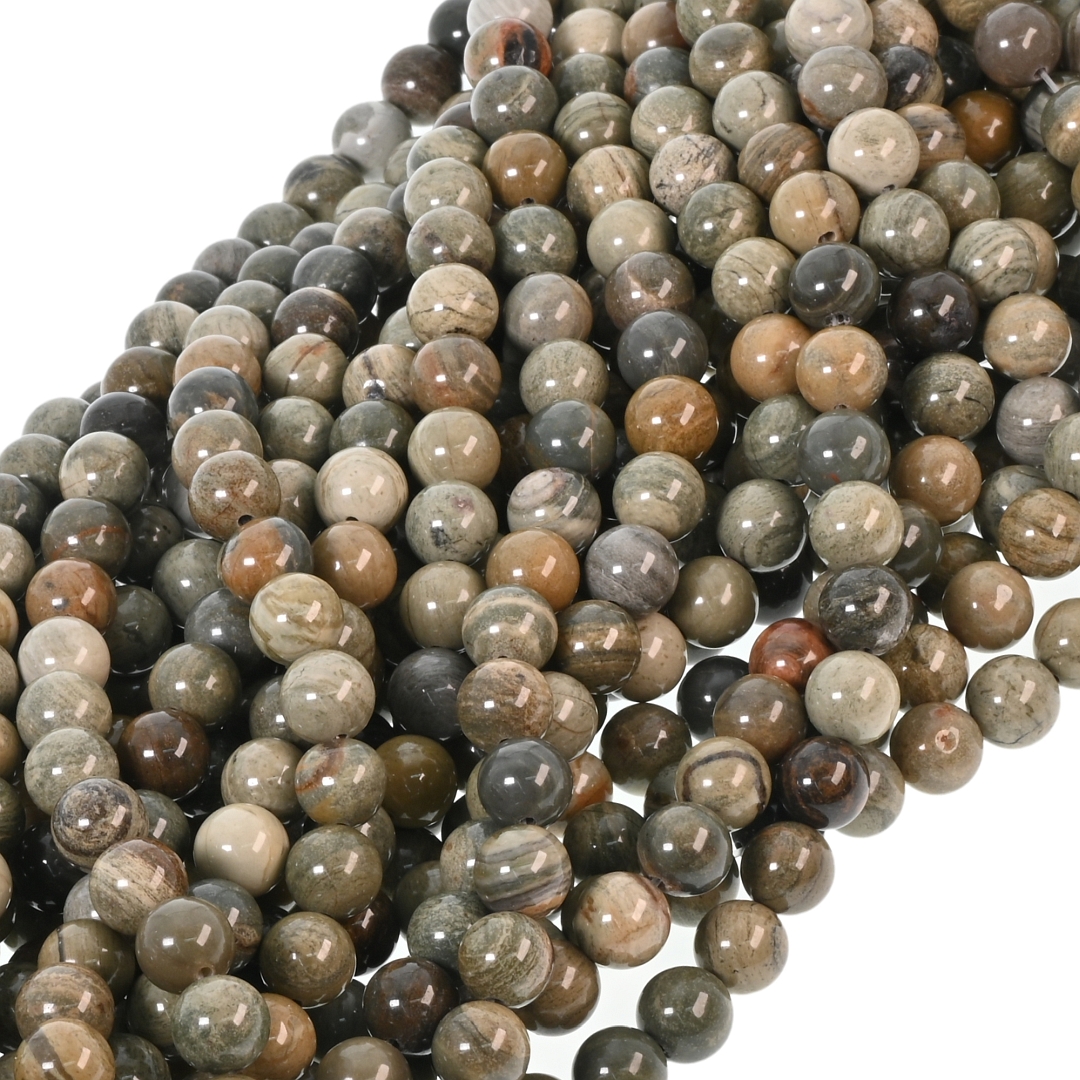 Silver Leaf Jasper - Temporarily Strung Gemstone Bead (853060ZS99)