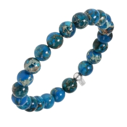 BALCANO - Jaspe impérial bleu / Bracelet de perle minérale