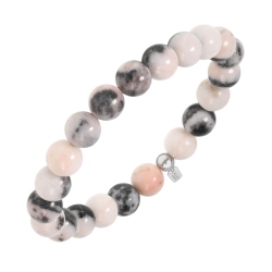 BALCANO - Jaspe pierre zébrée rose / Bracelet de perle minérale