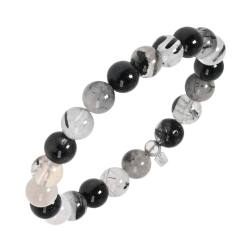 BALCANO - Quartz rutile noir / Bracelet de perle minérale