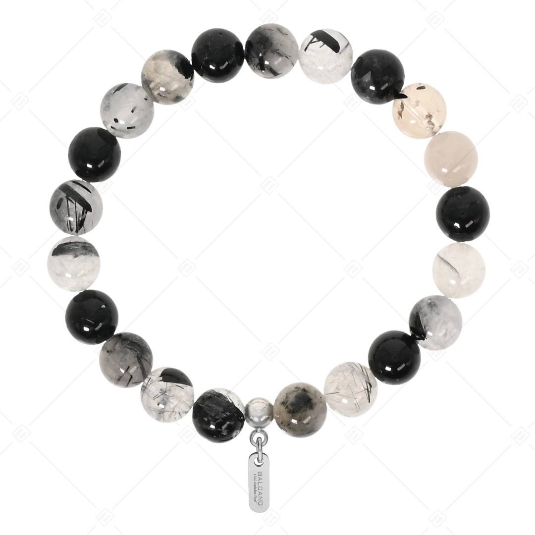 BALCANO - Schwarzer Rutilquarz / Mineral Perlen Armband (853090ZJ11)