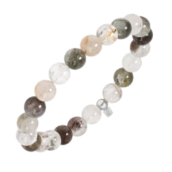 BALCANO - Cristal de roche pierre fantôme verte / Bracelet de perle minérale