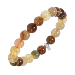 BALCANO - Cristal de roche brun / Bracelet de perle minérale