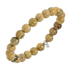 BALCANO - Pierre de dragon verte, serpentine / Bracelet de perle minérale