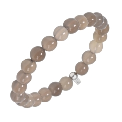 BALCANO - Agate grise / Bracelet de perle minérale