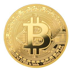 BALCANO - Bitcoin / Pièce décorative bitcoin au design unique avec revêtement en or 24 carats dans une boîte cadeau